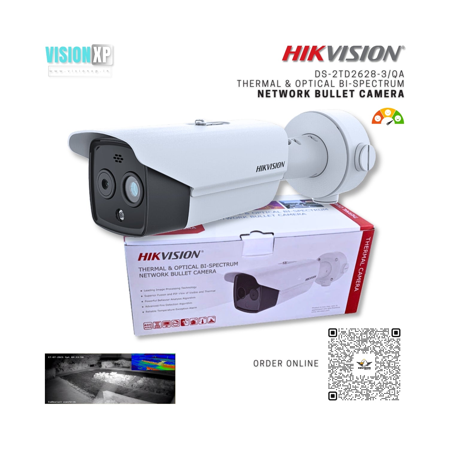Hikvision DS-2TD2628-3/QA Thermal Optical Bi-spectrum Ip Bullet Camera Hikvision DS-2TD2628-3/QA Thermal Optical Bi-spectrum Ip Bullet Camera